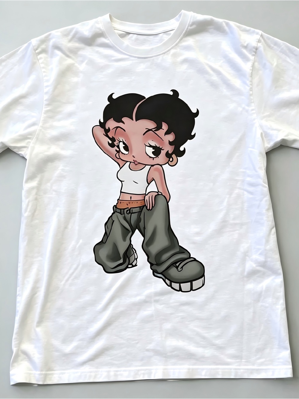 Vintage Betty Boop Hip Hop Style Off White Graphic Womens Mens T-shirt Unisex